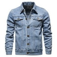 thumbnail image 1 of Dpytoraw Men's Western Spring/autumn Lined Denim Jacket, 1 of 2
