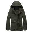 thumbnail image 1 of Dpytoraw Men's Winter Coat Thick Jacket Mid Length Hooded Cargo Jacket, 1 of 3