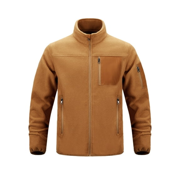 Dpytoraw Men's Winter Zip Up Polar Fleece Jacket Athletic Hiking Outdoor Jackets With 3 Pockets