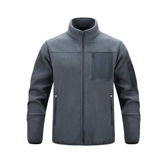 Dpytoraw Men's Winter Zip Up Polar Fleece Jacket Athletic Hiking Outdoor Jackets With 3 Pockets
