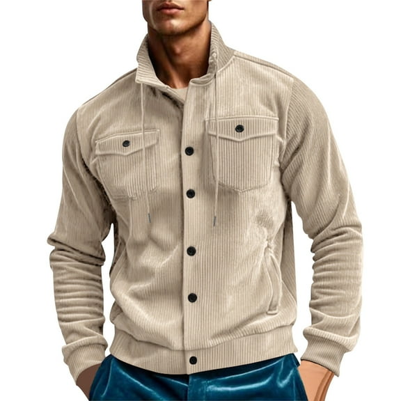 Dpytoraw Mens Autumn And Winter Fashion Casual Button Pocket Solid Hatless Sweater Coat Jacket