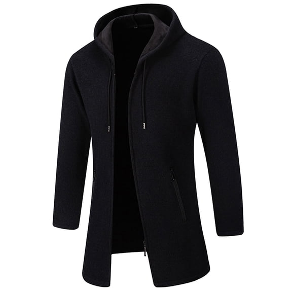Dpytoraw Mens Autumn And Winter Fashion Casual Knitted Standing Neck Long Sleeve Sweater Coat
