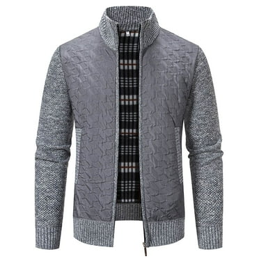 Dpytoraw Mens Autumn And Winter Fashion Casual Knitted Standing Neck Long Sleeve Sweater Coat