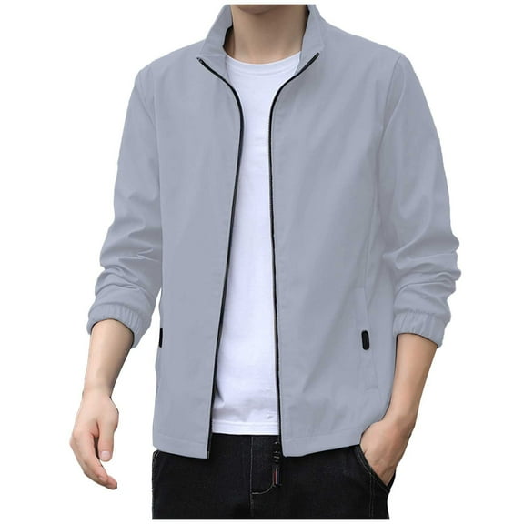 Dpytoraw Mens Autumn Fashion Leisure Square Thin Jacket Blouse Coat Baseball Top