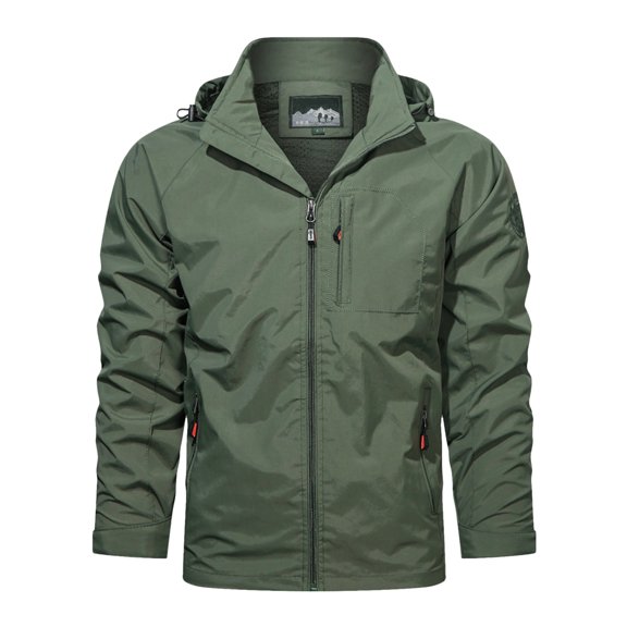 Dpytoraw Mens Comfortable Trend Casual Solid Hooded Jacket Pocket Hardshell Jacket