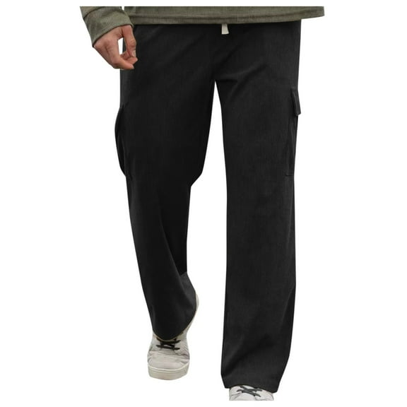 Dpytoraw Mens Corduroy Pants Casual Straight Leg Pleated Dress Pants
