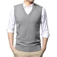 thumbnail image 1 of Dpytoraw Mens Fashion Casual Jacquard V Neck Jacquard Bottomed Plaid Shirt Sleeveless Sweater Vest, 1 of 4