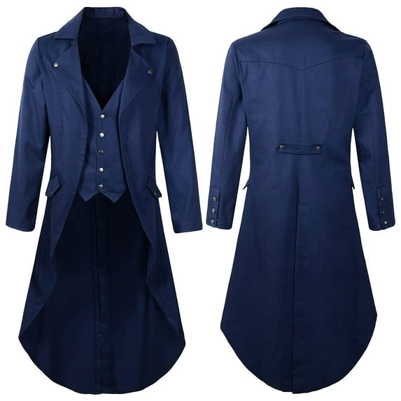 Dpytoraw Mens Fashion Solid Color Court Long Coat Stage Performance clothes Play Dress