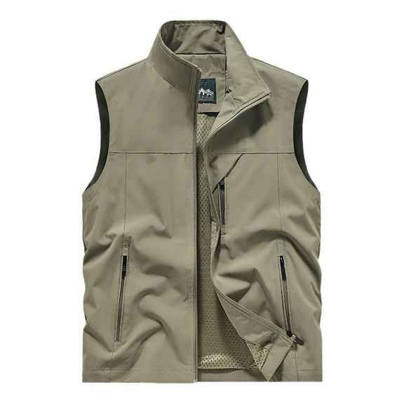 Dpytoraw Mens Sleeveless Vest Outerwear Summer Outdoors Vests Travel Photo Work Fishing Cargo Vest Pockets