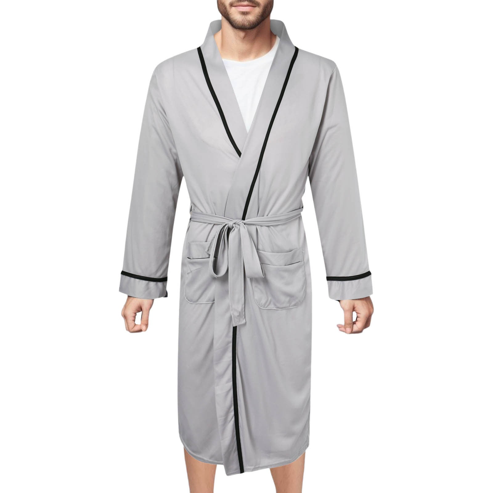 Dpytoraw Mens Spring And Summer Cotton Bathrobe Bathrobe Bathrobe ...
