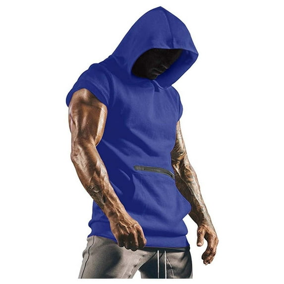 Dpytoraw Mens Tank Top With Hood Pocket Gym Hoodie Workout Sleeveless Muscle Shirt