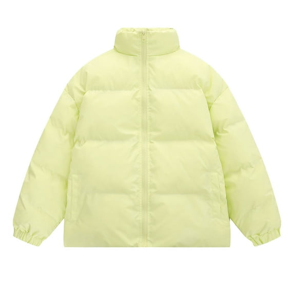 Dpytoraw Mens Winter Solid Color Zipper Pocket Thick Warm Padded Jacket Hoodless Coat Thick Coat
