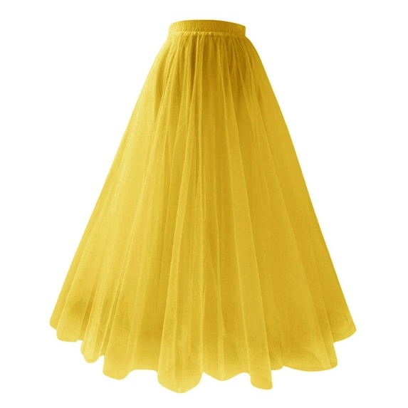 Dpytoraw Mesh Skirt Long Pleated Skirt Large Size Oversized Skirt A Line Skirt High Waist Slimming Skirt Stretchy Denim Skirt with Pockets Gold