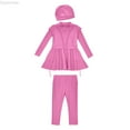 thumbnail image 1 of Dpytoraw Muslim Swimsuit Girls 3 Piece Full Cover Hijab Burkini Arabic Swimwear Sunsuit Beachwear Top Pants Cap Size Pink 3-4 Years, 1 of 5