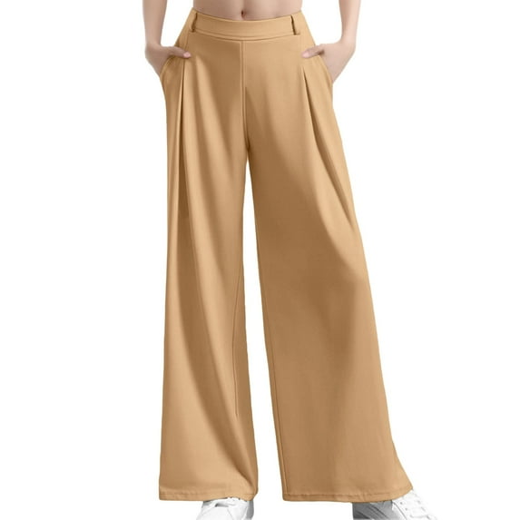 Dpytoraw New Drape High Waist Wide Leg Casual Slacks. Moisture Wicking Casual Pants Women Khaki XL