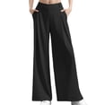 thumbnail image 1 of Dpytoraw New Drape High Waist Wide Leg Casual Slacks. Women's Casual Cargo Pants With Elastic Waist Black L, 1 of 4