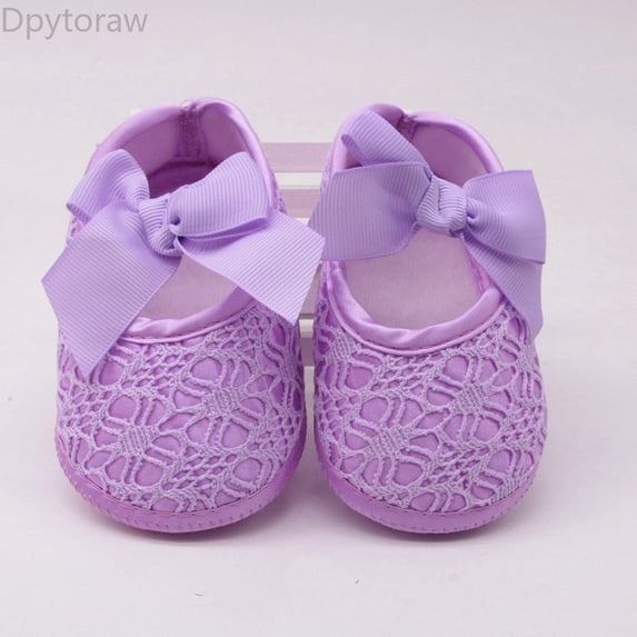 Dpytoraw Newborn Baby Girl Soft Shoes Soft Soled Non-slip Bowknot Footwear Crib Shoe Baby Walking Shoes Size Purple 11