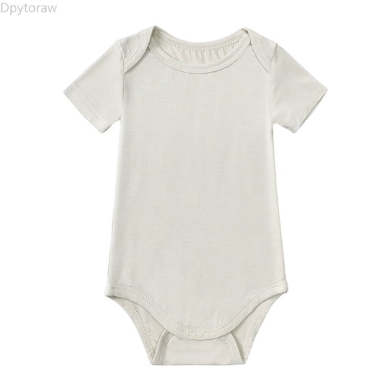 Dpytoraw Newborn Infant Baby Boys Girls Short Sleeved Solid Romper Bodysuit Outfits Breathable Boys Bodysuits Summer Size 0-3 Months
