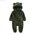 thumbnail image 1 of Dpytoraw Newborn Infant Baby Boys Girls Snowsuit Winter Coat Solid Bear Warm Fleece Hooded Footed Romper Jumpsuit Outfits Boys Casual Romper Size 0-3 Months, 1 of 4