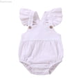 thumbnail image 1 of Dpytoraw Newborn Infant Baby Girls Solid Clothes Fly Sleeve Bodysuit Suspender Romper Baby Girl Bodysuits Size 9-12 Months, 1 of 4