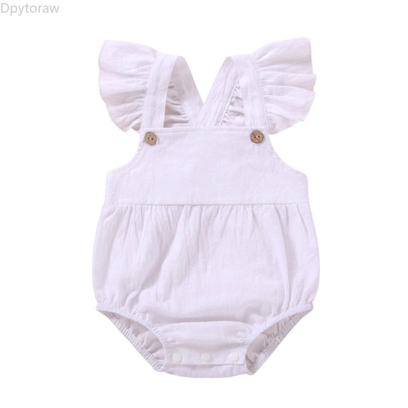 Dpytoraw Newborn Infant Baby Girls Solid Clothes Fly Sleeve Bodysuit Suspender Romper Baby Girl Bodysuits Size 9-12 Months