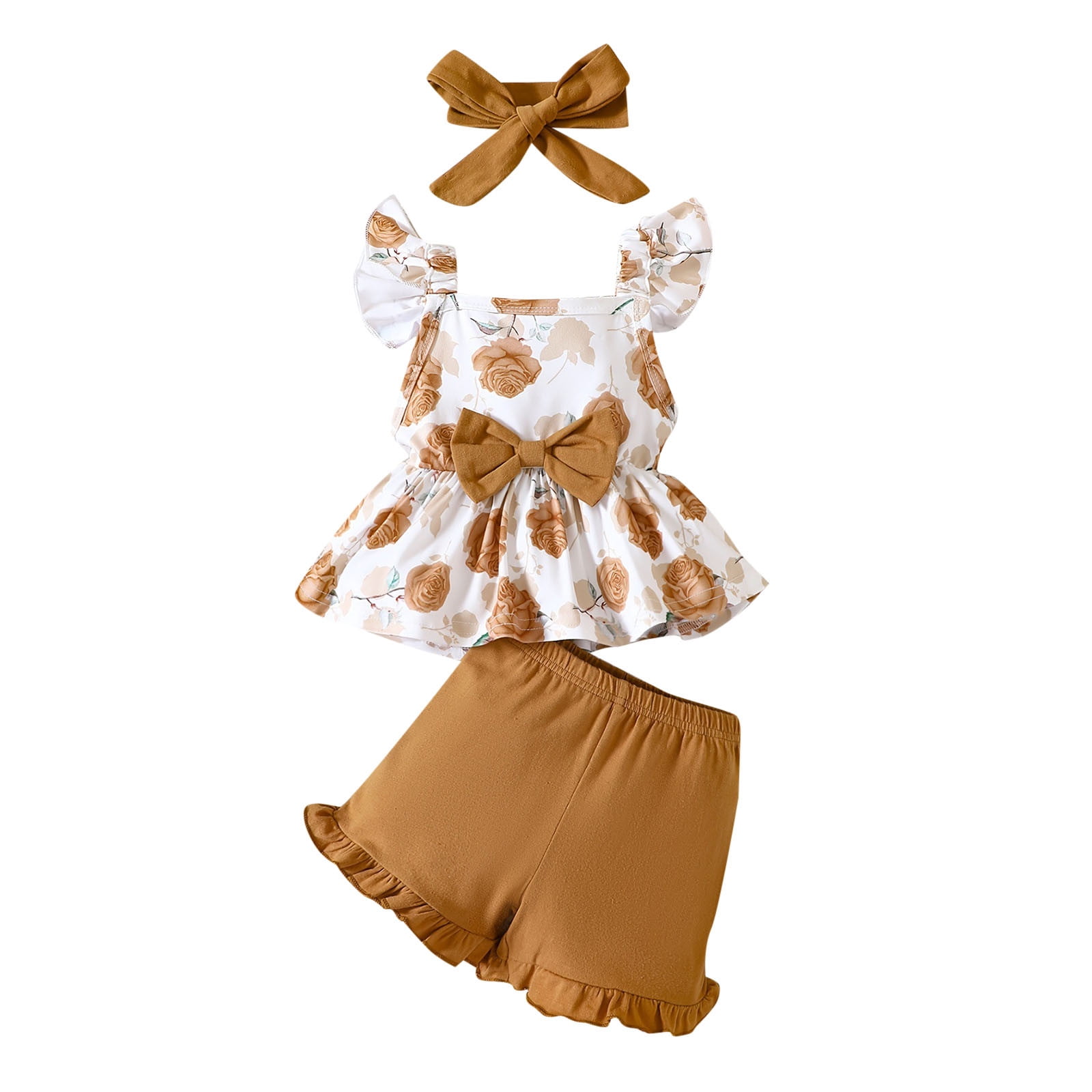 Dpytoraw Baby Girls Spring Summer Floral Cotton Ruffle Sleeveless Vest
