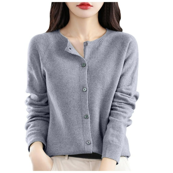 Dpytoraw Osmanthus Needle Knitted Cardigan For Women In Autumn And Winter New Korean Round Neck Outerwear Base Sweater Solid Color Loose Jacket Sweater Women's Pullover Sweater