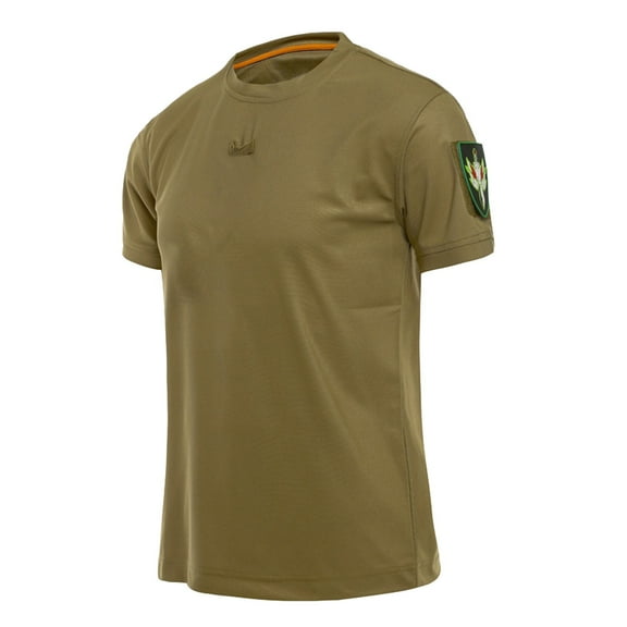 Dpytoraw Outdoor T Shirt Men's Loose Large Size Casual Short Sleeved Elastic Quick Drying Training T Shirt Field Short Sleeved Top Athletic T-Shirts Men Brown L