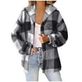 thumbnail image 1 of Dpytoraw Plaid Hooded Button Up Fleece Lined Jacket For Women Warm And Cozy Outerwear For Fall And Winter, 1 of 4