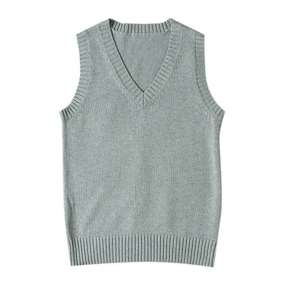 Dpytoraw Preppy Style V Neck Knitted Sweater Vest For Teen Girls School Casual Pullover Top