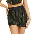 thumbnail image 1 of Dpytoraw Sequin Sparkly Skirt For Women Bodycon Stretchy High Waisted Mini Skirts Glitter Night Out Party Club Skirts Women’s Plaid Pleated School Skirt Black, 1 of 5