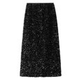 thumbnail image 1 of Dpytoraw Sequined Skirt Slit Straight Long Skirt Hugging Skirt Black One Size, 1 of 4