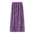 thumbnail image 1 of Dpytoraw Sequined Skirt Slit Straight Long Skirt Hugging Skirt Purple One Size, 1 of 4