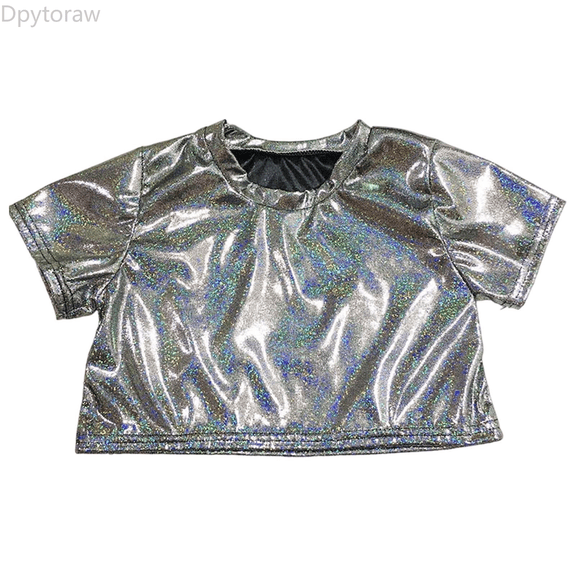 Dpytoraw And Shine Girls Performance Top Glitter Sequin Stretch Crop Tee For Dance Gymnastics Cheerleading Party Costume Summer Girl Tops Size Black 7-8 Years