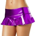 thumbnail image 1 of Dpytoraw Short Mini Skirts For Women Trendy High Waisted Leather Pleated Solid Ruffle Skirt Purple M, 1 of 4