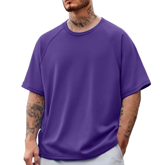 Dpytoraw Short Sleeved Basketball Sports Split T Shirt Appearance Suit Men's Warm Up Shooting Sweat Wicking Quick Drying College Student Trendy V-Neck T-Shirts Men Purple XL
