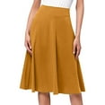 thumbnail image 1 of Dpytoraw Simple Comfy Basic Solid Color Stretch A Line Flared Knee Length Skirt Yellow XL, 1 of 4