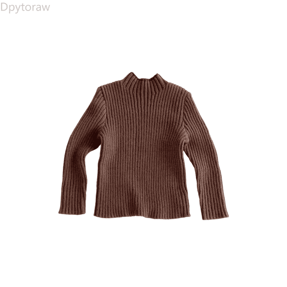 Dpytoraw Soft Stretch Kids Ribbed Turtleneck Sweater Breathable Comfortable Knit Top For Girls Boys Toddler Winter Fall Layering Winter Toddler Girl Tops Size Brown 9-12 Months