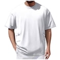 thumbnail image 1 of Dpytoraw Solid Color Double Zipper Design Men Casual Trend Loose Round Neck Short Sleeved T Shirt V-Neck T-Shirts Men White XXL, 1 of 5
