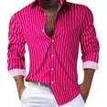 thumbnail image 1 of Dpytoraw Spring And Autumn Men's Striped Lapel Cardigan Striped Long Sleeve Shirt, 1 of 5