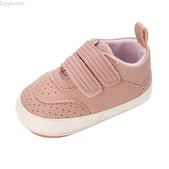 Dpytoraw Spring And Autumn Children Baby Toddler Shoes Boys And Girls Flat Bottom Non Slip Lightweight Comfortable Double Hook Loop Solid Color Simple Style Baby Walking Shoes Size 6