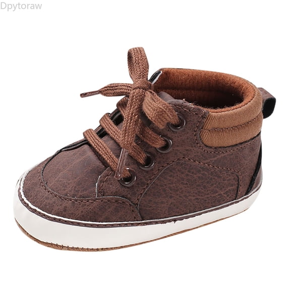 Dpytoraw Spring And Autumn Children Baby Toddler Shoes Boys And Girls Floor Sports Shoes Flat Bottom Non Slip Lace Up Solid Color Comfortable Baby Athletic Shoes Size Brown 0-6 Months