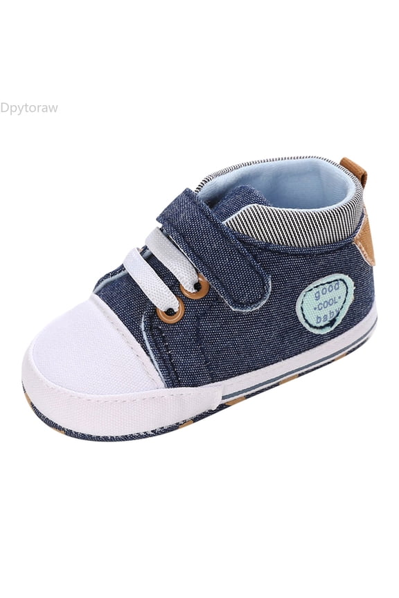Spring And Summer Children Baby Toddler Shoes Boys And Girls Flat Soles Light Soft Comfortable Solid Color Canvas Hook Loop Baby Walking Shoes Size Blue 1/11