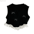 thumbnail image 1 of Dpytoraw Spring/Summer Girls Bow Short Vest Style Baby Lace Lace Patchwork Sleeveless Top Trend Girl Vest‌ Size Black 3/100, 1 of 5