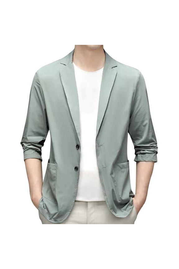 Spring Summer Men's Lightweight Summer Suit Jacket Casual Stretch Slim Fit Button Sport Coats