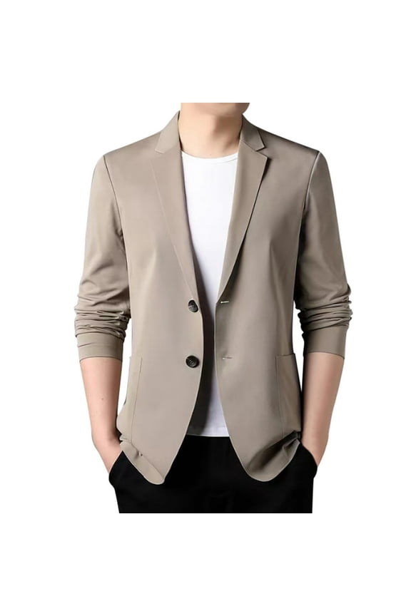 Spring Summer Men's Lightweight Summer Suit Jacket Casual Stretch Slim Fit Button Sport Coats