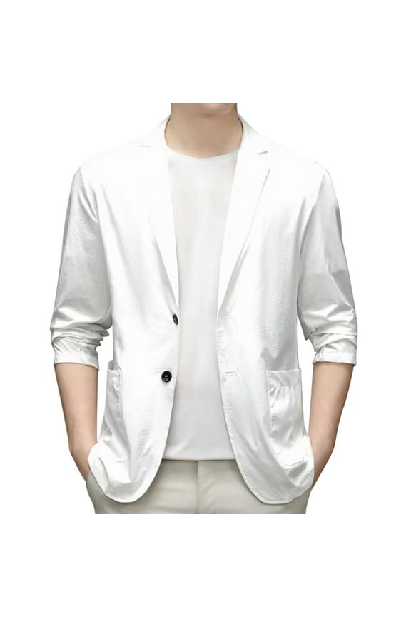 Spring Summer Men's Lightweight Summer Suit Jacket Casual Stretch Slim Fit Button Sport Coats