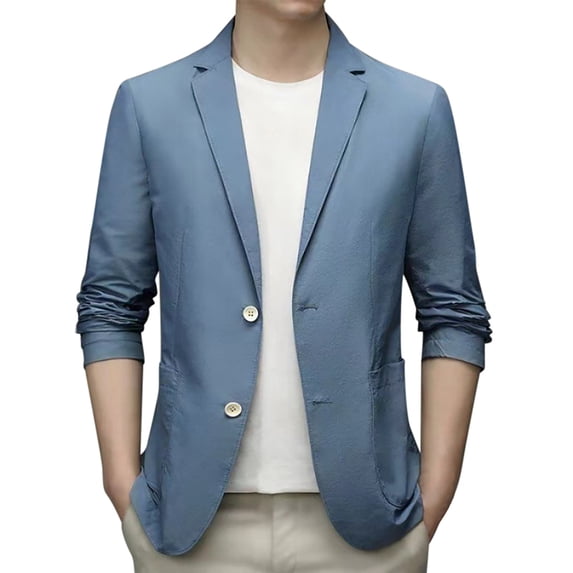 Dpytoraw Spring Summer Men's Lightweight Summer Suit Jacket Casual Stretch Slim Fit Button Sport Coats