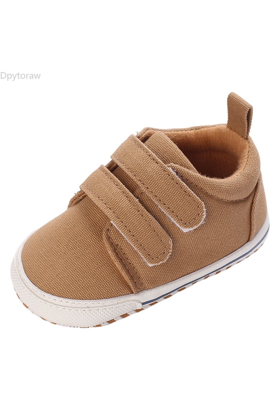Summer Children Infant Toddler Shoes Boys And Girls Sports Flat Bottom Non Slip Lightweight Double Hook Loop Easy To Wear Solid Color Simple Style Baby Athletic Shoes Size Brown 6-12 Months