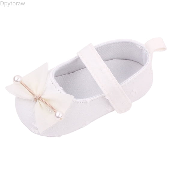 Dpytoraw Summer Children Infant Toddler Shoes Girls Sports Shoes Flat Bottom Lightweight Round Toe Ribbon Bow Pearl Toddler Athletic Shoes Size 4